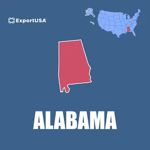 Lo Stato dell'Alabama dove aprire stabilimenti industriali, rappresentato sulla mappa degli Stati Uniti d'America