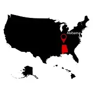 Lo Stato dell'Alabama dove aprire stabilimenti industriali, rappresentato sulla mappa degli Stati Uniti d'America