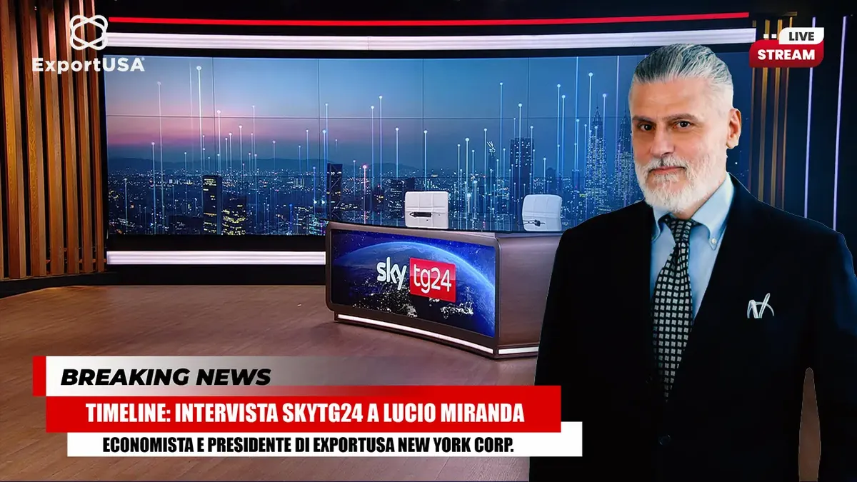 Lo studio di SkyTG24 prima dell'intervista a Lucio Miranda prima dell'intervista su previsioni economia mercati e tassi negli Stati Uniti in vista delle presidenziali USA 2024