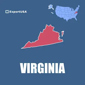 Mappa della Virginia, Stati Uniti, paese dove aprire uno stabilimento produttivo