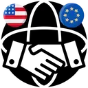 Icona: stretta di mano tra USA e UE su globo, che simboleggia accordi e collaborazione internazionale