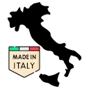 Icona: Made in Italy con mappa stilizzata dell'Italia e bandiera